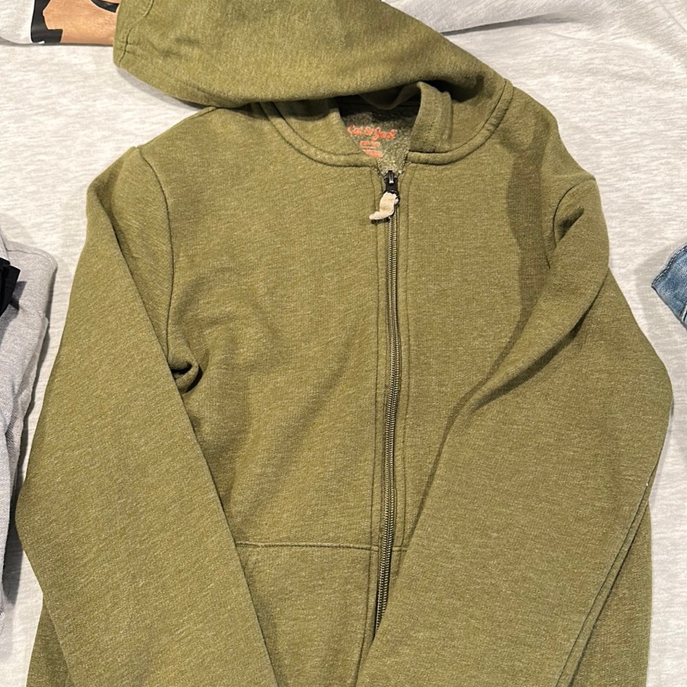 Youth boys green zip up hoodie